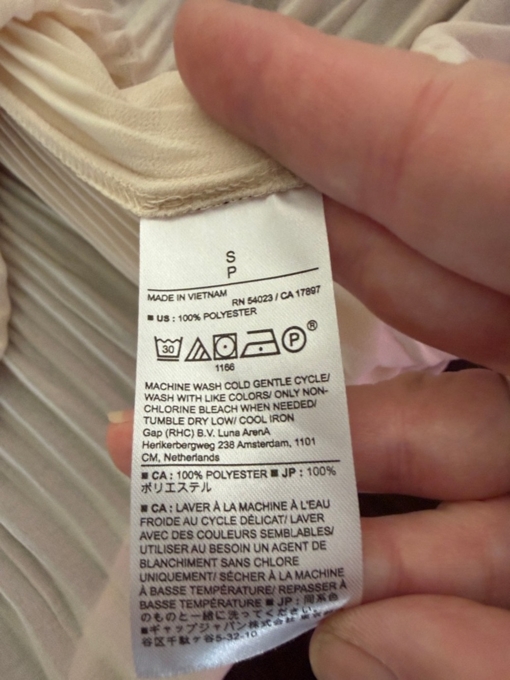 Pleated High-Neck Women's Top in Light Blush/Cream - Picture 4 of 6